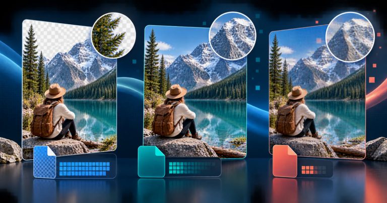 Visual comparison of PNG, WebP and JPEG image trade-offs